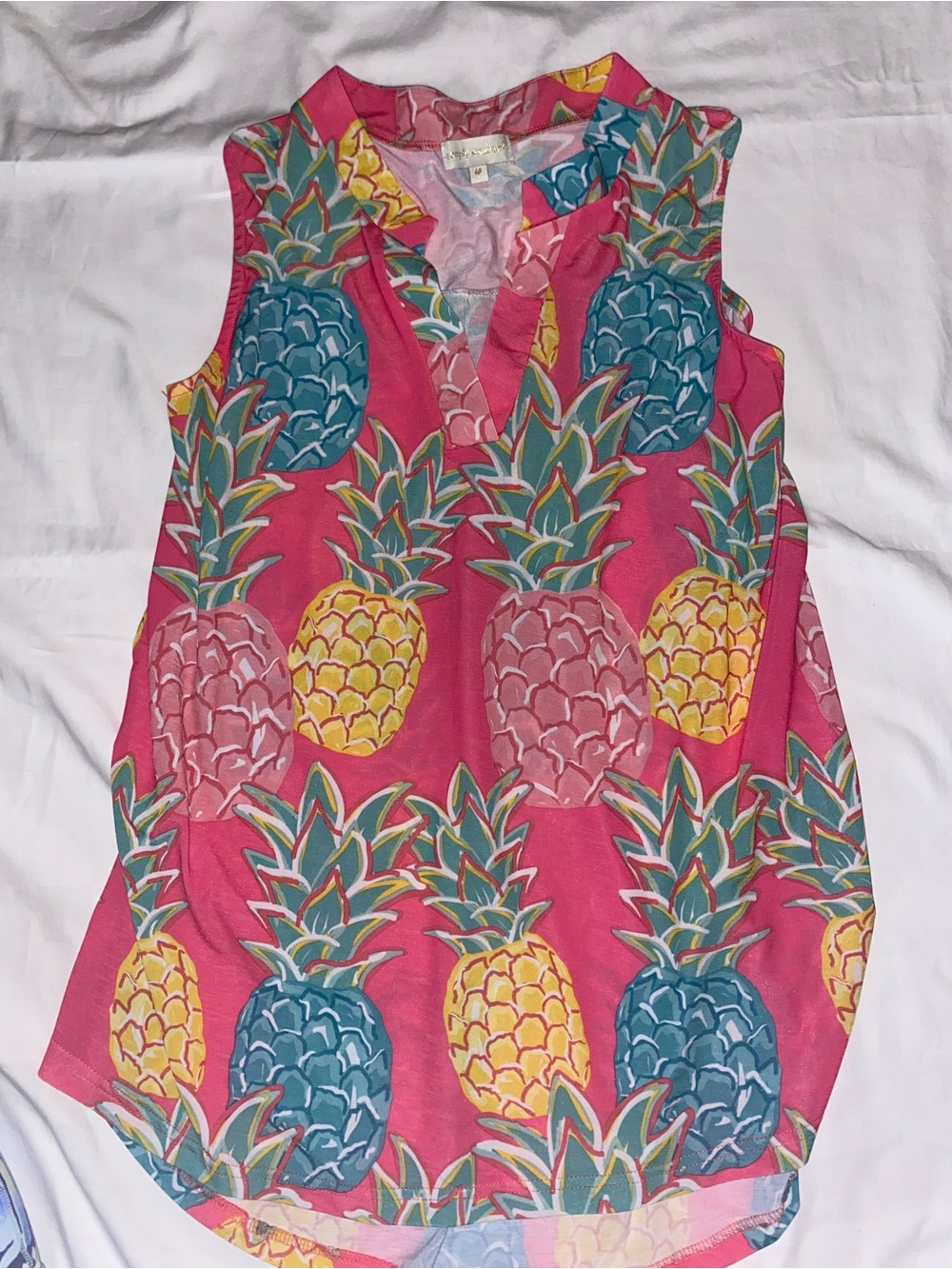 Simply Southern Pink Pineapple Print Sleeveless Tunic